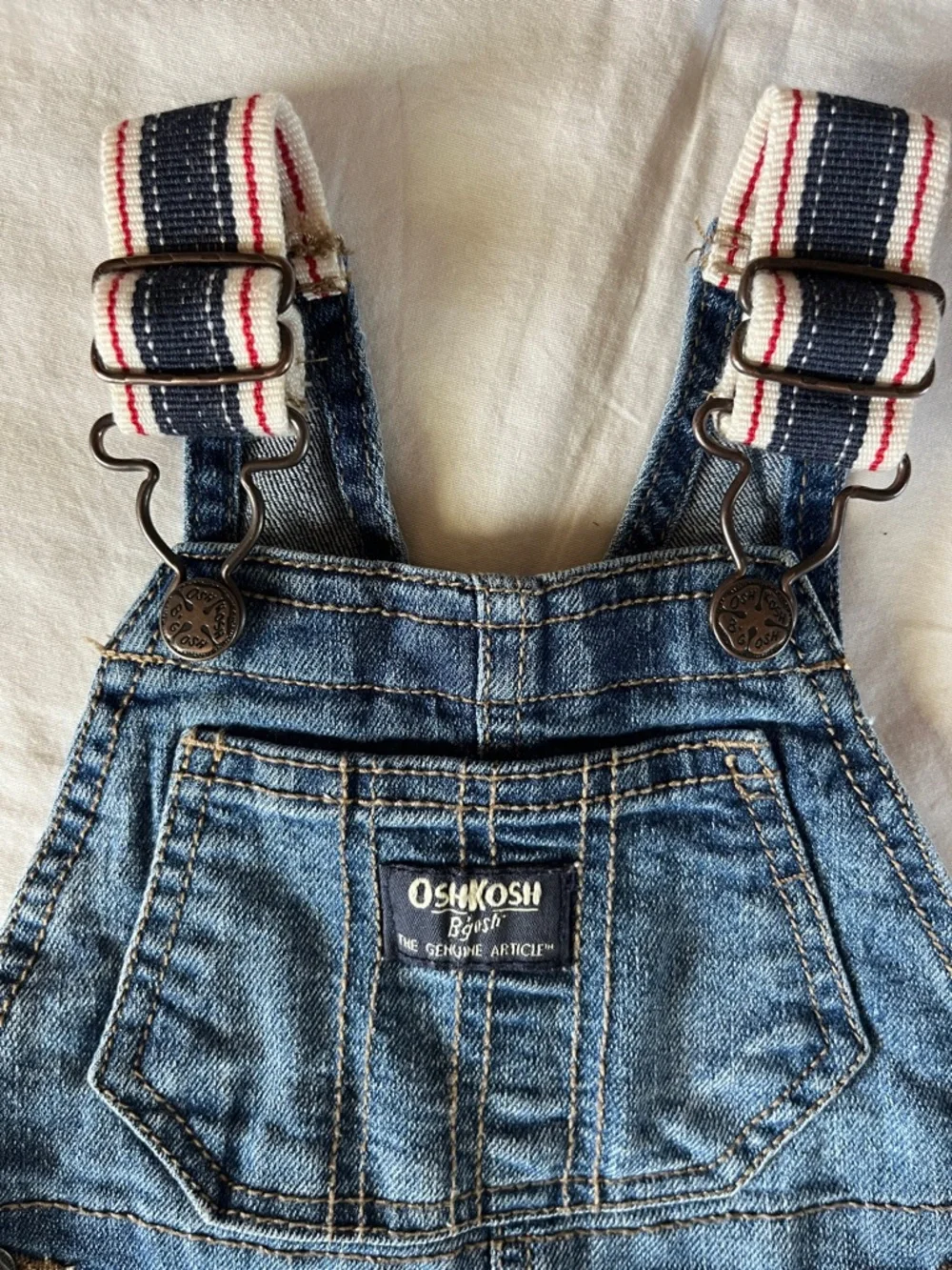 OshKosh B'gosh Denim Jeans  Shortalls Overalls with Striped Straps
